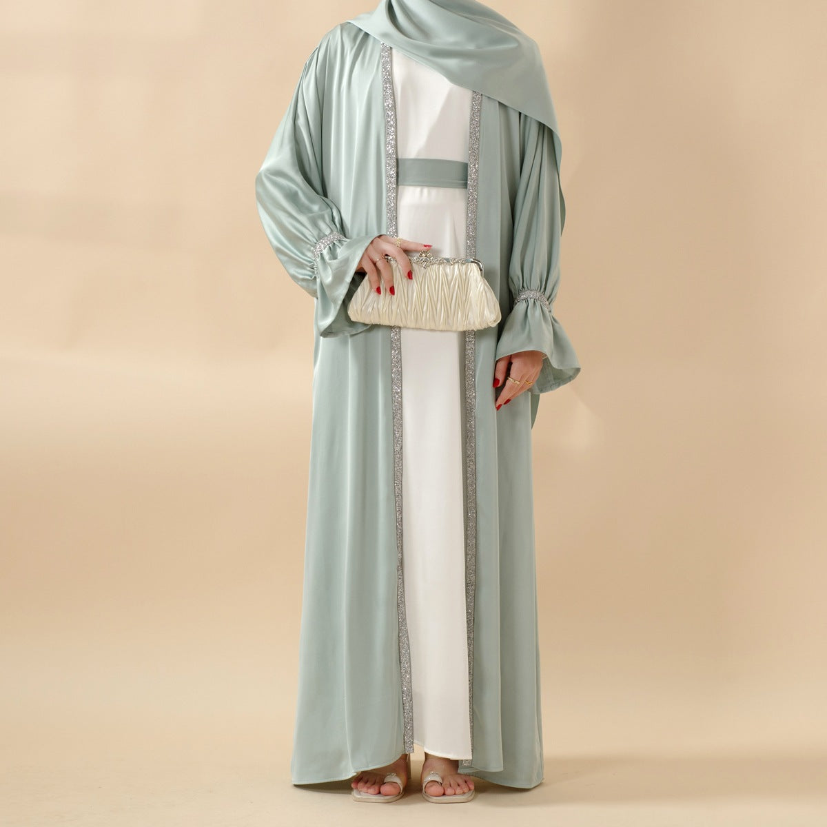Diamond-Cuff Abaya Robe