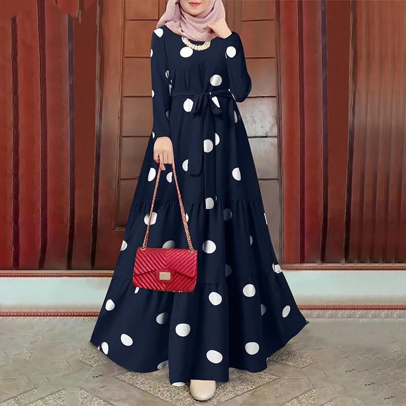 Belted Print Abaya – Long Sleeve