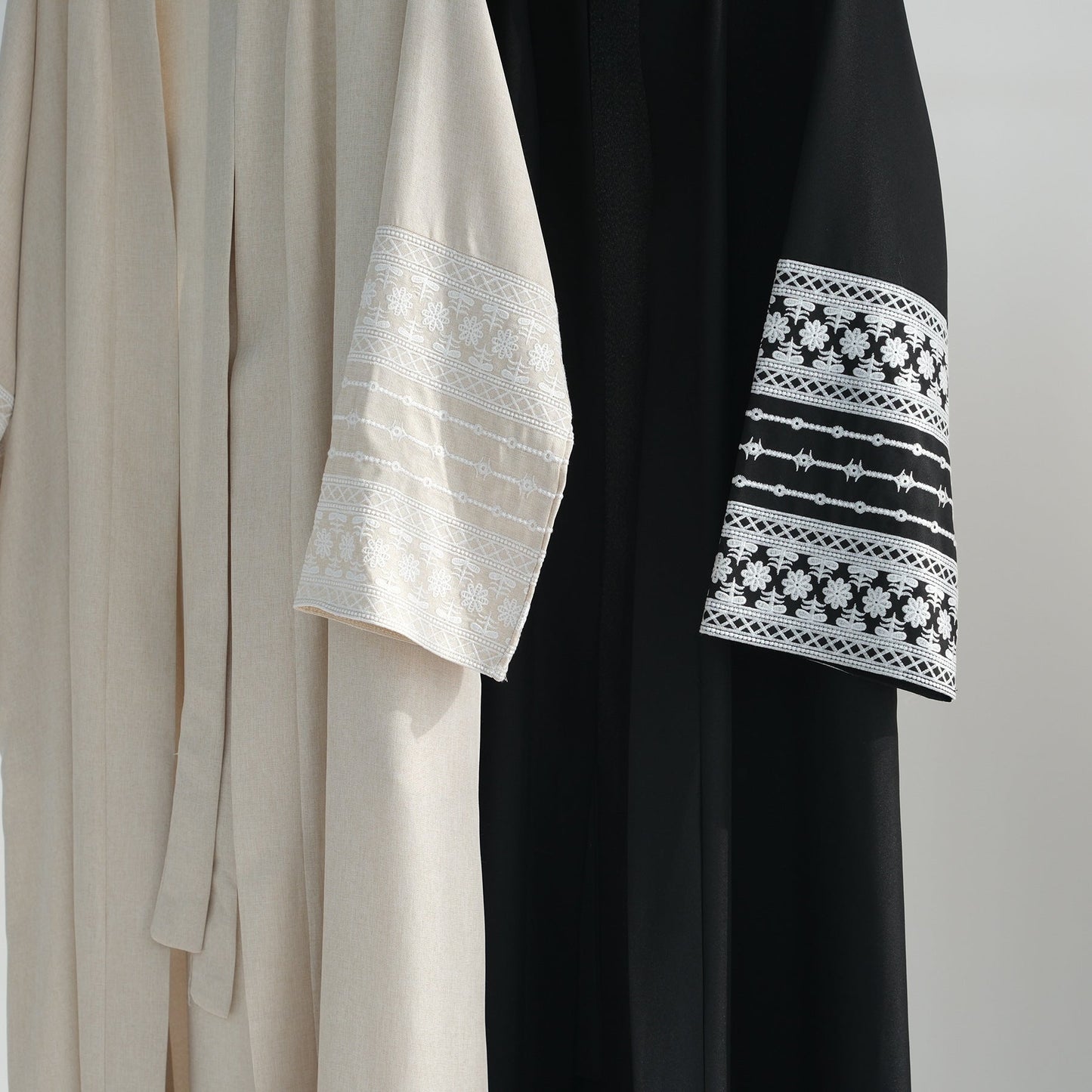 Embroidered Elegant Cardigan Robe - fabric close-up